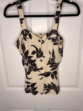 Monteau Floral Peplum Top- Linen Blend